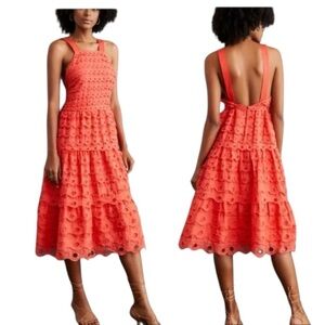 Anthropologie Maeve Orange Eyelet Dress​​
